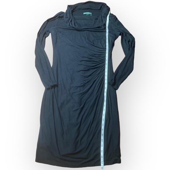 Ralph Lauren Stretch Black Cowl Neck Long Sleeve Bodycon Dress Size 12 - Picture 4 of 10